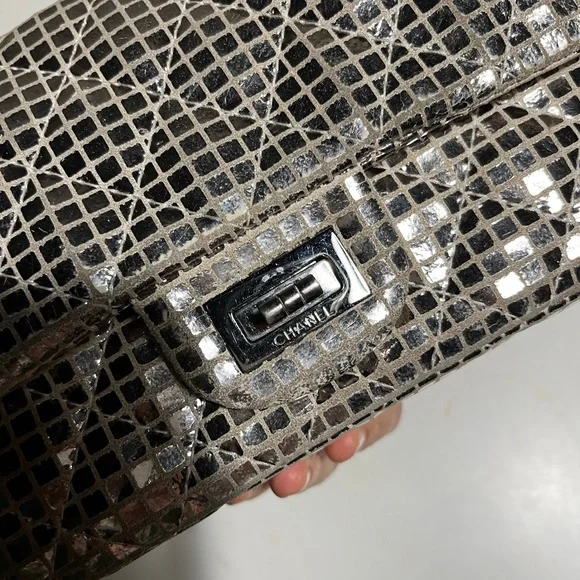 CHANEL Silver Mirror Reissue 2.55 Special edition Quilted Shoulder Bag - Picture 12 of 16